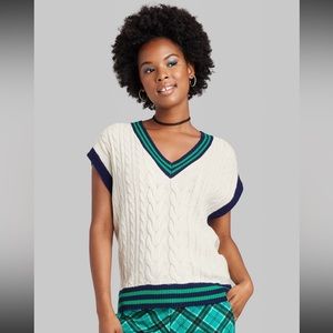 Size small, cream almond/ navy shirt